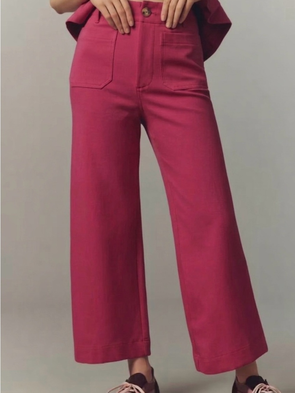 Anthropologie Maeve The Colette Knit Wide-Leg Crop Pants - Berry - Size 25